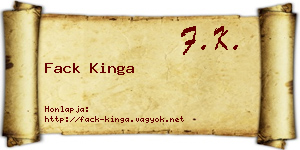 Fack Kinga névjegykártya